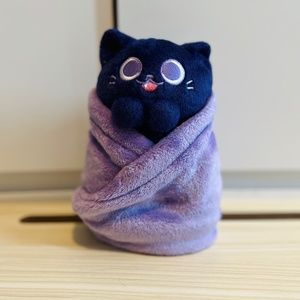 Uncute Collectible Purritos Sesame Plush 7" Kitty Cat Purple Blanket
